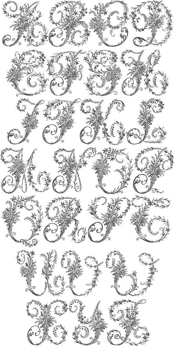 Victorian Whitework Font machine embroidery designs 5x7  