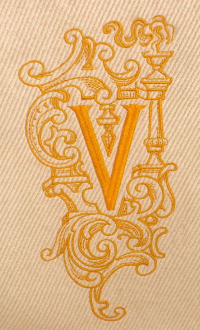Medieval Splendor Embroidery Alphabet: letter V